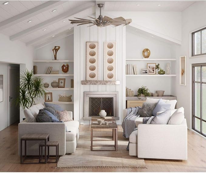 Progress Lighting Springer Collection DC Motor Farmhouse Windmill Ceiling Fan, Antique Nickel, 12-Blade (60" W x 17-3/8" H) P250000-081