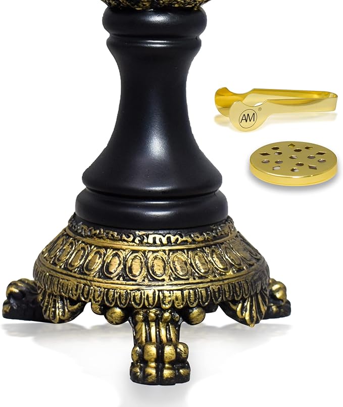 AM Lux Globe Incense Burner - Bakhoor Cone Holders | Insence bukhoor Burners| Frankincense Burner Charcoal | Mabkhara | for Office & Spiritual Décor (Black)