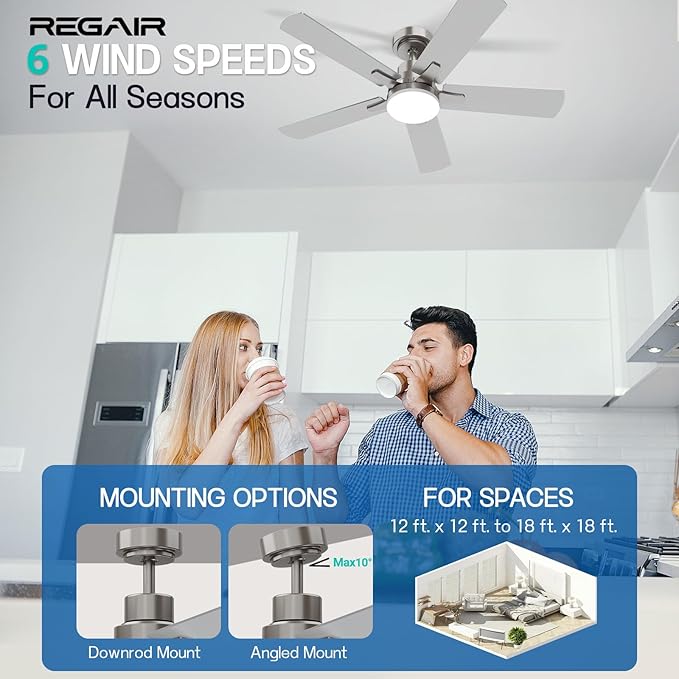 Ceiling Fan with Light 42-Inch, Remote Control Reversible DC Motors, 3CCT Dimmable Timer Noiseless, White Ceiling Fan for Bedroom Living Room, Indoor&Outdoor ETL Listed