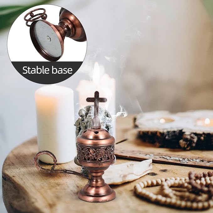 Cabilock Metal Incense Burner Charcoal Holder 6.1 Inch Gold Aromatherapy Censer for Home Yoga Spa Relaxation and Decorative Use