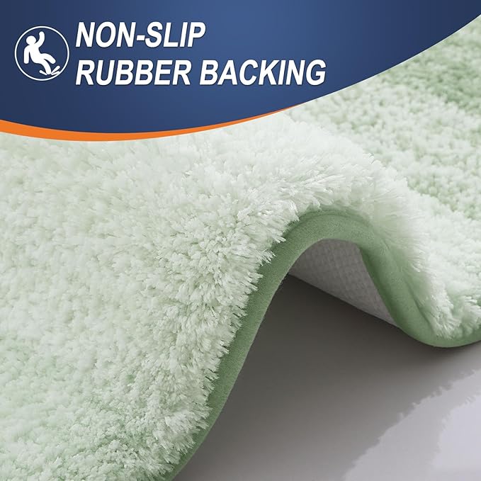OLANLY Bathroom Runner Rugs Mat 47x24, Extra Soft Absorbent Microfiber Bath Rugs, Rubber Backing, Quick Dry, Washable Long Bath Mats for Bathroom, Tub and Shower, Home Decor Accessories, Sage Green