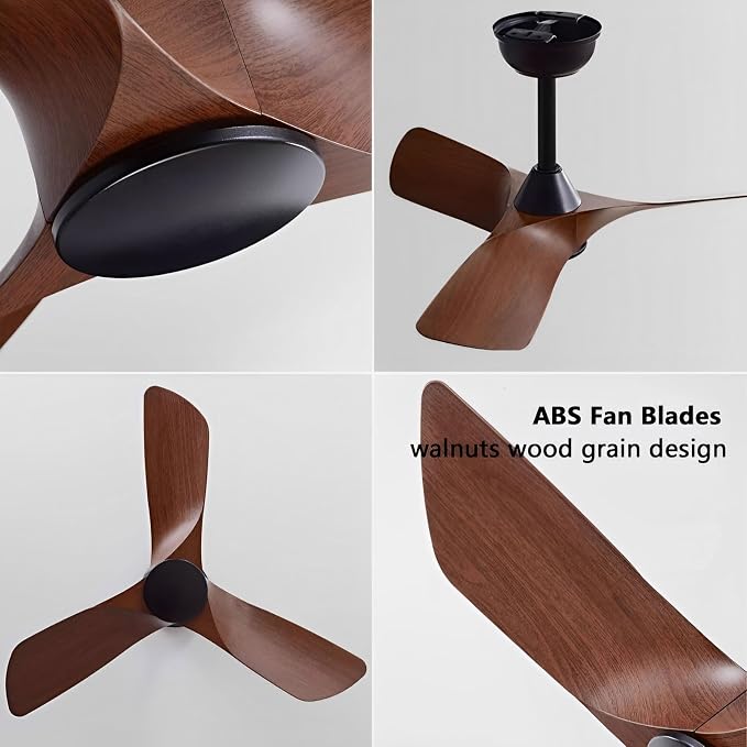 30 Inch Quiet Small Ceiling Fan No Light with Remote, Brown Black | 30 inch ceiling fan without light. Remote 6 speeds, reversible DC motor and timer for bedroom, kitchen, porch, covered patio
