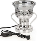 Electric Incense Burner, Arabian Style Electric Incense Holder, Middle Eastern Tabletop Decorative Censer for Yoga Spa Home Office Christian Church Decor, US Plug (Silver)