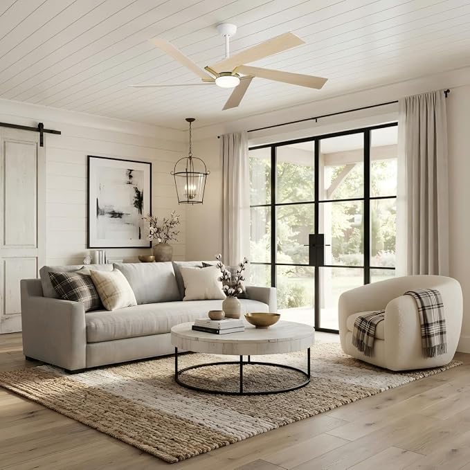 Ceiling Fans with Lights and Remote (Modern White, 60 inch)