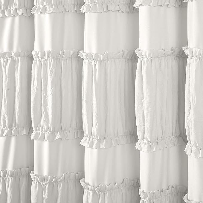 Lush Decor Nova Ruffle Shower Curtain, 72" x 72", White