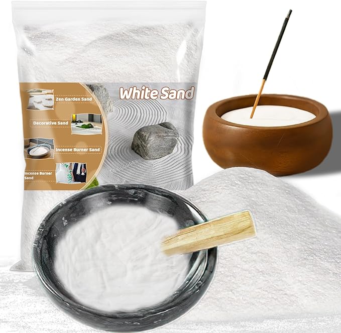 MAQIHAN Fine White Sand for Incense Holders - Fine Sand for Crafts Quartz Zen Garden Decorative Sand for Vases Filler, Wedding Unity Ceremony, Incense 425 g