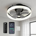 Ceiling Fans with Lights and Remote, 19.7" Dimmable LED, Black | Low Profile Ceiling Fan with Light, 6-Speed Reversible DC Motor, 3000K-6000K Fandelier for Bedroom, Living Room