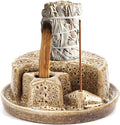 4 in 1 Incense Holder, Palo Santo Holder, Ceramic Incense Burner, Ash Catcher Tray for Meditation Room, Candle Holder for Burning Sage (Speckled Beige)