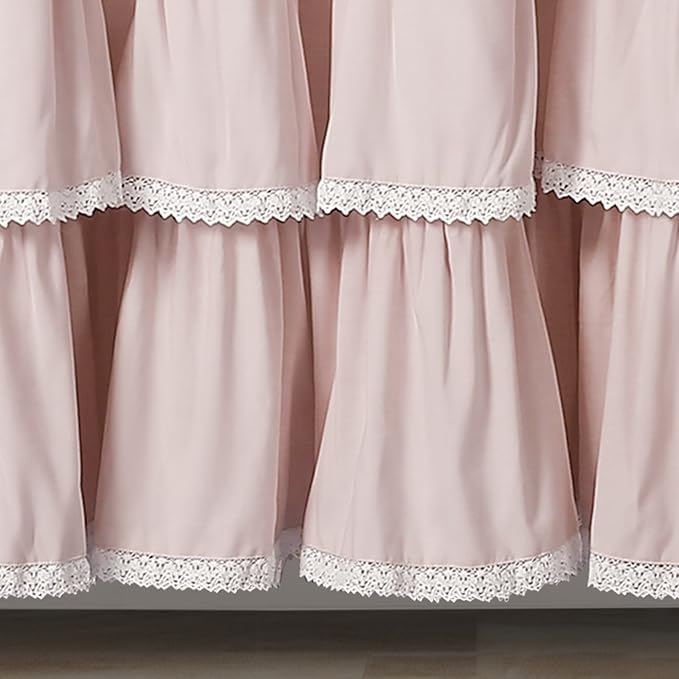 Lush Decor Lace Ruffle Shower Curtain Single 72" W x 72" L Blush - Pink Shower Curtains for Bathroom - Ruffle Bathroom Curtain - Coquette Bathroom Decor
