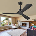 Ceiling Fans With Remote Control, Outdoor Ceiling Fan for Patios Indoor, 3 Downrods, 3 Blades, Timer, 6 Speed Reversible Quiet DC Motor Modern Fan Solid Wood Fan,60in, Matte Black