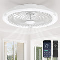 LEDIARY 20" Bladeless Ceiling Fan with Light,Low Profile LED Ceiling Fans with Remote & Smart APP Control,Modern Enclosed Flush Mount Fandelier with Timming,6 Speed,3000-6000K,Bedroom,Kids Room-White