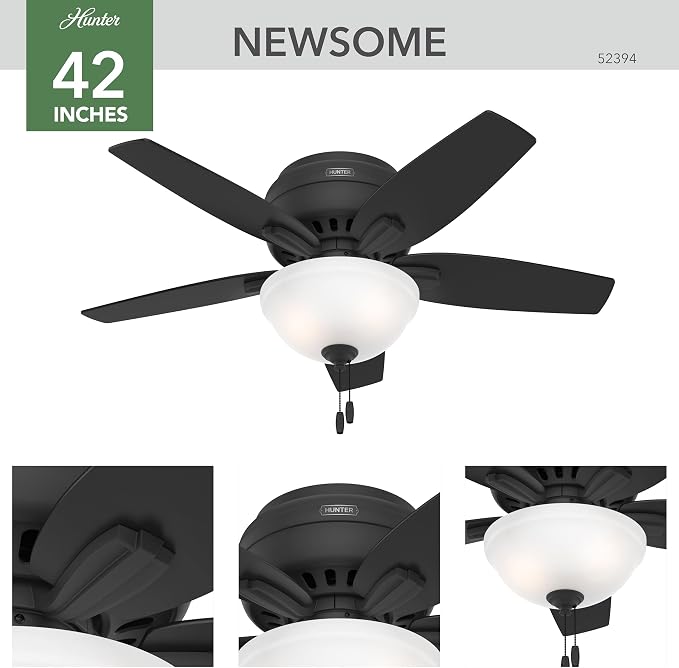 Hunter Newsome, Indoor, Ceiling Fan, with LED Light, 42 inch, Matte Black