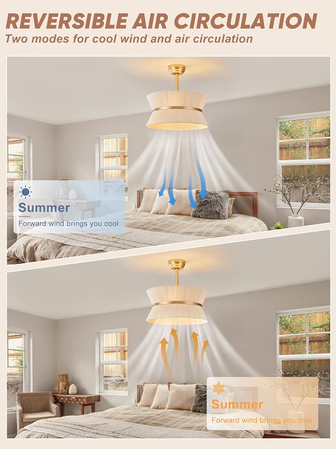 Boho Ceiling Fan with Light and Remote Rattan Chandelier Fan Gold Caged Fandelier Ceiling Fan with Light for Bedroom,Nursery,Foyer,Kitchen and Living Room(6 Speeds Timing Adjustment Height Enclosed)