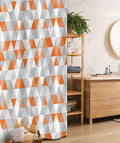 Ambesonne Geometric Stall Shower Curtain, Triangles Argyle Like Polygonal Pattern Modern Look Zigzag Ornament, Fabric Bathroom Decor Set with Hooks, 36" W x 72" L, Orange Salmon
