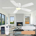 FUMLTP 52inch Flush Mount Ceiling Fans with Lights and Remote/APP Control, Dimmable LED, Reversible DC Motor, Noiseless, Low Profile White Ceiling Fan for Livingroom, Indoor/Outdoor Use