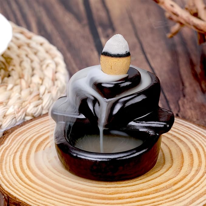 Mini Backflow Incense Holder Waterfall Incense Burner, Incense Cone Holder, Aromatherapy Ornament Home Decor for Meditation Yoga Office