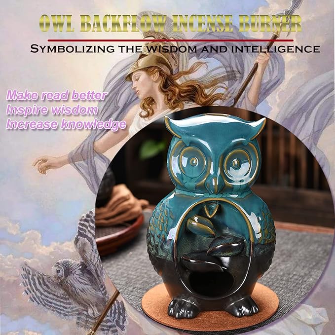 Mountain Waterfall Incense Burner，Backfall Incense Holder River, Incense Falls Meditation Decor for Room with Upgrade Incense Cones and Accessories (OWL)