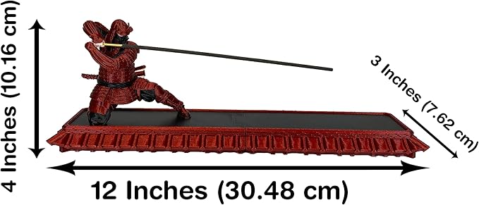 Incense Holder with Storage Box Japanese Samurai Warrior Incense Burner Ash Catcher Asian Spiritual Zen Meditation Gift Traditional Art