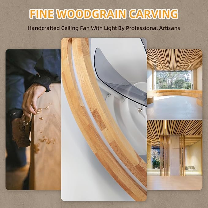 Low Profile Ceiling Fans with Lights and Remote 20” Modern Flush Mount Small Ceiling Fan Lights Wood Smart Fandelier for Bedroom Transparency Gray