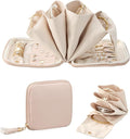 Lolalet Travel Jewelry Case Organizer, Soft Jewellery Pouch -Apricotpink | Storage Bag for Traveling Women, with Multi Compartments for Packing Necklaces, Earrings, Bracelets