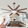 Amico 64 Inch Ceiling Fans with Lights and Remote,Indoor/Outdoor Ceiling Fan with 6 Speed Reversible Quiet DC Motor, 3CCT,Dimmable,Brown Modern Ceiling fan For Living Room, Bedroom, Patio