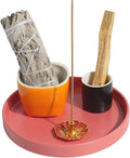 4 in 1 Incense Holder, 5.5" Ceramic Palo Santo Stick Holder, Sage Holder for Burning, Sage Incense Burner for Meditation Yoga Room and Home Decor
