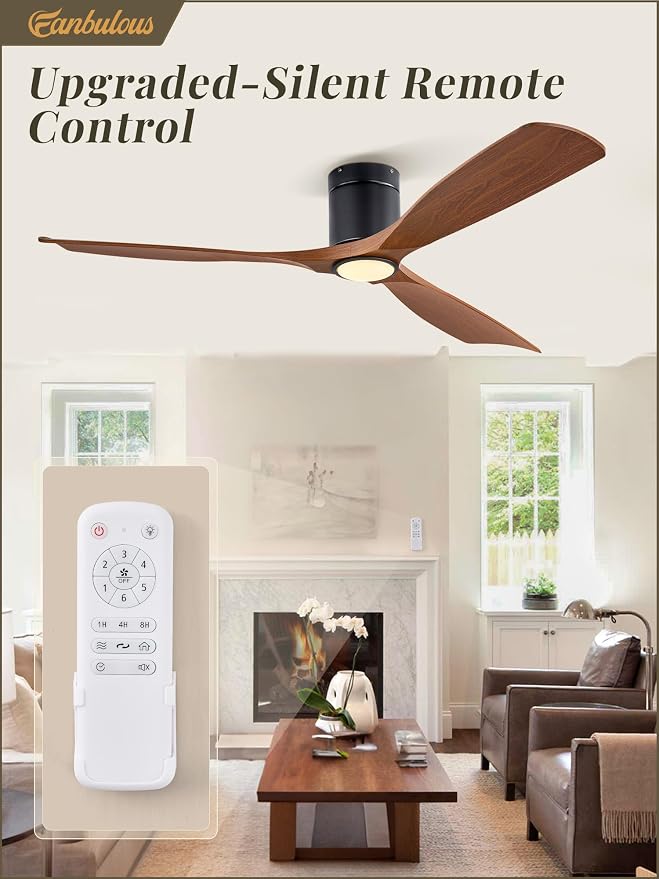 Fanbulous 60" Ceiling Fans with Lights and Remote Control,Modern Flush Mount Ceiling Fan with 3 LED Colors,Outdoor Low Profile Ceiling Fans with 6-Speeds Timer DC Motor for Bedroom Living Room Patio