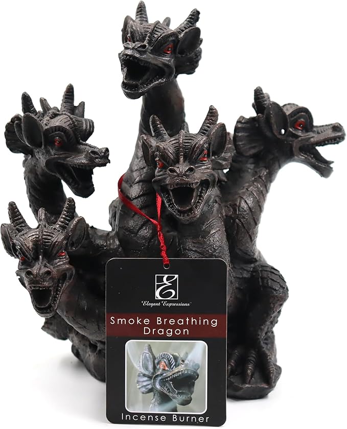 Hosley Resin Dragon Décor Statue Incense Cone Burner 8.5 Inch High, Ideal for Aromatherapy and Fantasy Décor Discover Mystical Elegance, Home Décor, Office, Spa