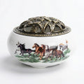 Handmade Ceramic Incense Burner with Lid, Classical Sandalwood & Incense Holder for Home, Meditation, Buddhist Decor & Zen Space
