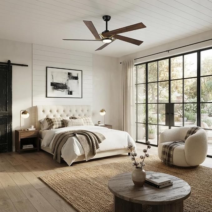 Ceiling Fans with Lights and Remote (Modern Brown, 60 inch)