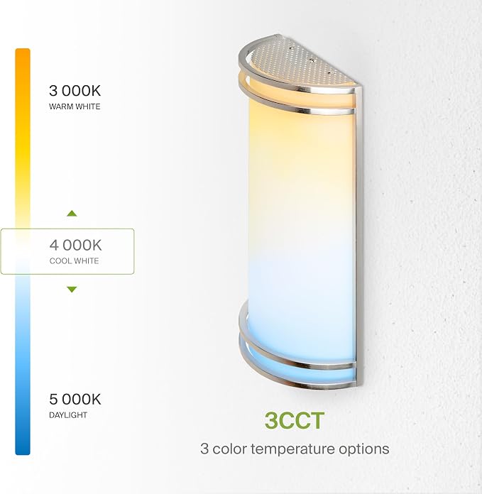 ASD Indoor LED Wall Sconce Lights - 14 Inch 20W Brushed Nickel Modern LED Wall Sconces Hardwired - ETL Dimmable 3000K 4000K 5000K Adjustable Sconce Light Fixture for Bedroom, Hallway, 2 Pack