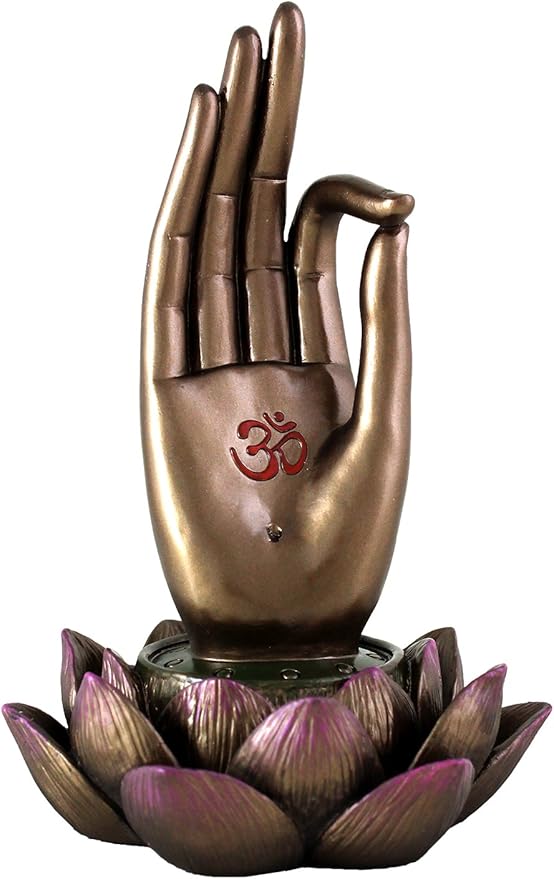 Top Collection Buddha Hand and Lotus Flower Vitarka Mudra Incense Holder Incense Burner