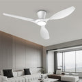 TALOYA 52 Inch White Ceiling Fans with Lights Led Remote Control Flush Mount Low Profile for Bedroom Farmhouse Patio Outdoor Living Room Kitchen Dining Room,DC Motor,Reversible