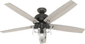 Hunter 60 inch Indoor Ceiling Fan with LED Lights - Bronze Ceiling Fan with Pull Chain, For Bedroom or Living Room, Standard Mount, No Remote, 5 Blades, Includes Bulbs - Churchwell 51200, Noble Bronze