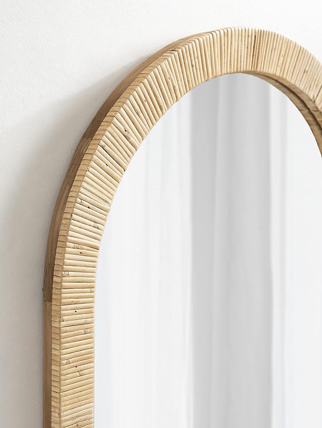 Kate and Laurel Rahfy Boho Arch Rattan Mirror