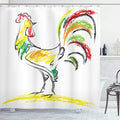 Ambesonne Gallus Shower Curtain, Rooster Chicken Tail Farm Animal Oil Pencil Drawing Effect Art, Cloth Fabric Bathroom Decor Set with Hooks, 69" W x 70" L, Yellow Black
