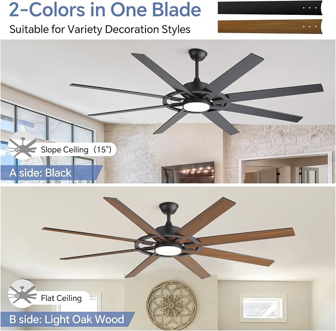 72 Inch Farmhouse Chandelier Ceiling Fan, Ceiling Fans with Lights and Remote, for Bedroom Rustic Lighting Ceiling Fans Outdoor Indoor, 6 Speed Reversible Quiet DC Motor, Noiseless
