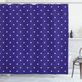 Ambesonne Navy Shower Curtain, Polka Dots Pattern Nostalgic Feminine Shabby Form Little Spots Motif, Cloth Fabric Bathroom Decor Set with Hooks, 69" W x 70" L, Purple White