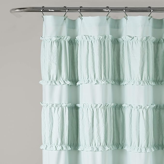 Lush Decor Nova Ruffle Shower Curtain, 72" x 72", Blue