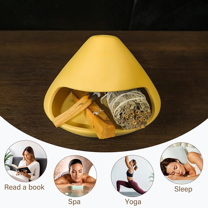 MOUGIGI Palo Santo Holder Incense Burner-Unique Zongzi-Shaped Clay Smudge Bowl for Sage,Copal,and Stick Incense-Mini Chiminea Meditation Tool for Zen Decor for Energy, Yoga, Meditation & Aromatherapy