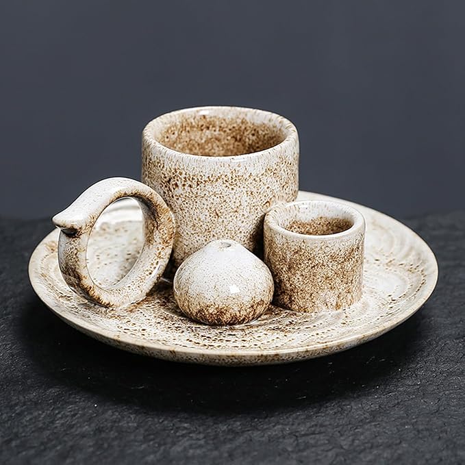 4 in 1 Ceramic Incense Burner Holder with Handle for Burning Sage, Palo Santo Stick, Joss Sticks, Candle in Your New House, Office, Yoga, Meditation Room