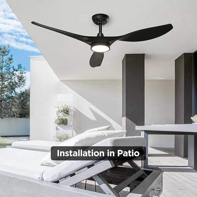 Roomratv Ceiling Fans with Lights, 52 Inch Black Ceiling Fan with Remote Control, Quiet Noiseless Reversible DC Motor 6 Speeds Timers 3 CCT Dimmable Modern Fan Light Indoor for Bedroom Living Room