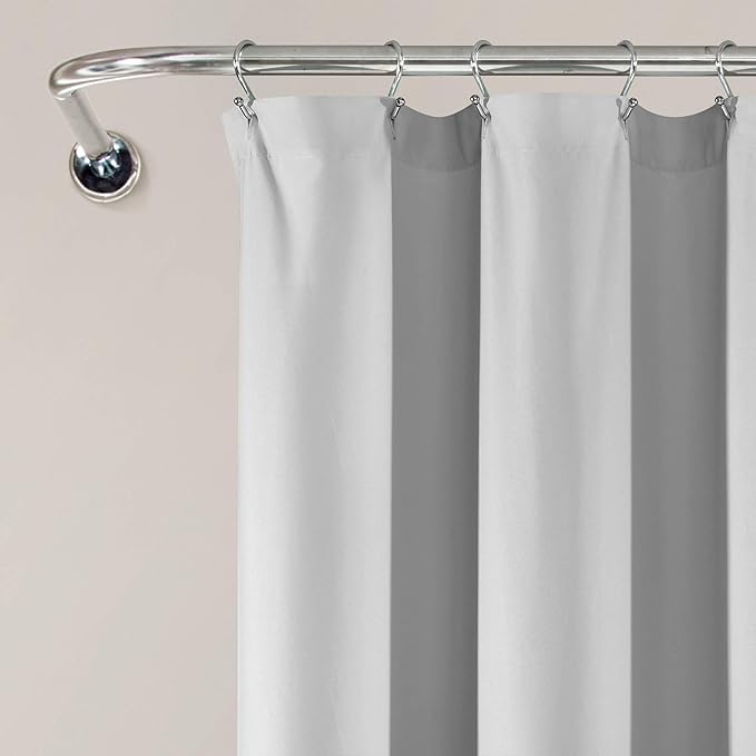 Lush Decor Tulle Skirt Colorblock Shower Curtain Single 72" W x 72" L Light Gray & White - Fabric Shower Curtains for Bathroom - Cute Bathroom Curtain