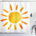 Ambesonne Grunge Shower Curtain, Sun Illustration Watercolor Brush Painting Style Playroom Picture, Cloth Fabric Bathroom Decor Set with Hooks, 69" W x 75" L, Yellow White