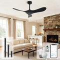 Outdoor Ceiling Fan Without Light, 42Inch Smart Ceiling Fan with Remote & Voice Control for Compatible with Alexa/Google, 3-Blade Solid Wood Fan, Quiet DC Motor, 6 Speeds for Patio, Farmhouse