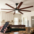 Passky Ceiling Fans with Lights, 72 inch Black Ceiling fan with Light and Remote Control, Reversible, Dimmable, 3CCT, Quiet, Caged Ceiling Fan for Farmhouse, Bedroom, Living Room, Indoor/Outdoor Use