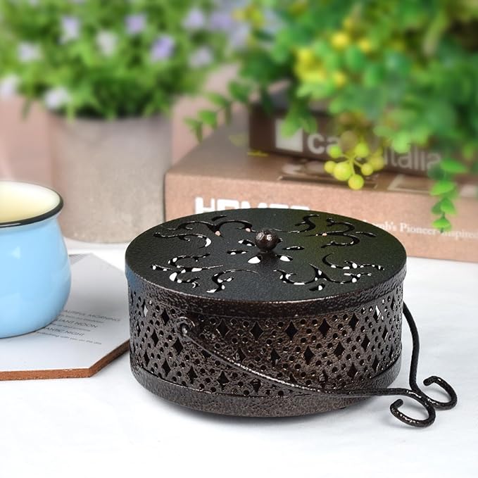 4 Pieces Mosquito Coil Holder Incense Coil Burner Indoor Outdoor Camping Use Portable Coil Holder Incense Burner Holder (Bronze Rhombus)