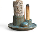 Palo Santo Sticks Holder, Multi-Purpose Handmade Ceramic Incense Burner for Palo Santo Incense Sticks, Sage Holder for Burning, Ash Catcher Tray for Meditation Yoga Room-Light Blue