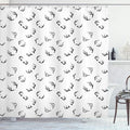 Ambesonne Deer Shower Curtain, Deer Horns Pattern Barbed Bone Winter Modern Simple Minimalistic Artwork, Cloth Fabric Bathroom Decor Set with Hooks, 69" W x 70" L, Grey Charcoal