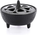 JUXYES Vintage Tripod Incense Burner Holder with Lid, Cast Iron Incense Holder Metal Cauldron Censer Antique Cone Coil Incense Burner Holder for Incense Resins, Charcoal, Cones or Wax Melts